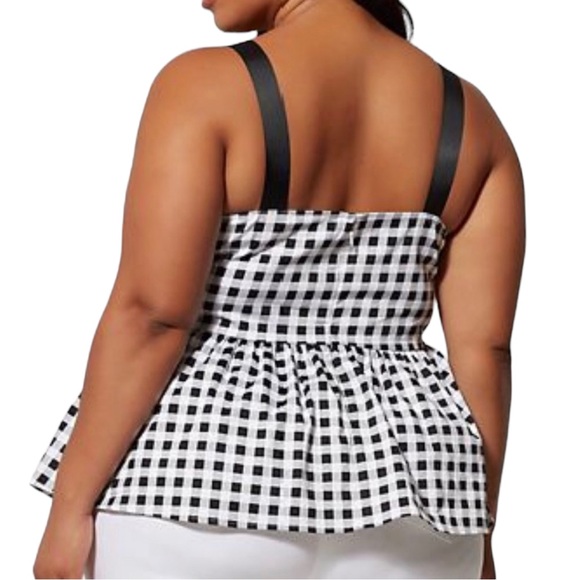 Fashion to Figure Black White Gingham Peplum Tank Top size 2 2X NWT - Picture 2 of 14
